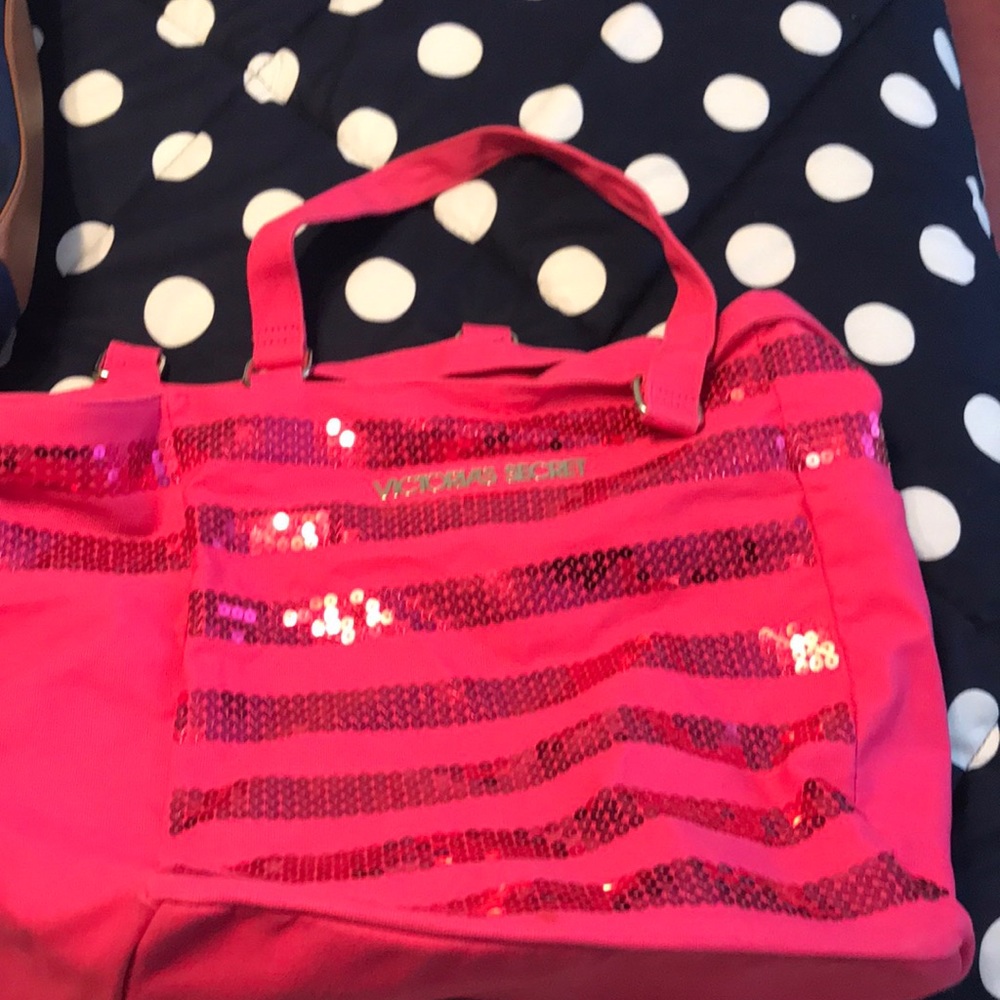 Hot pink sequin tote